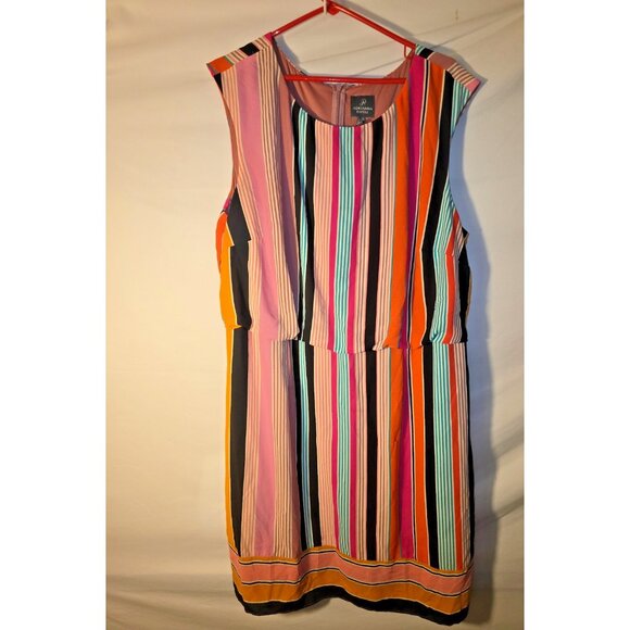 Adrianna Papell Womens Plus Size 22W 3X vertical Stripes Dress Slimming Midi - Picture 3 of 4